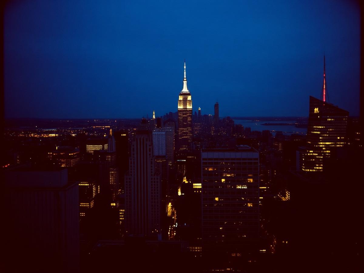 Silueta New Yorka u plavom satu